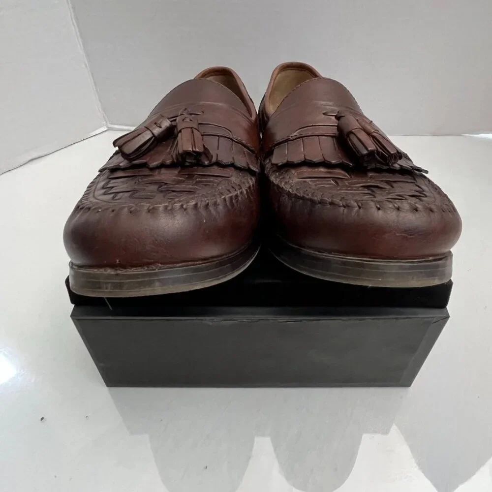 Giorgio Brutini Woven Tassel Loafers Shock Absorbent Brown 9.5M
